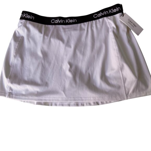 Calvin Klein Womens Performance Stretch White Skort XL Logo Built-In Shorts New - Picture 10 of 10